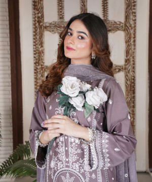 Floral Embroidered Salwar – Mauve Elegance